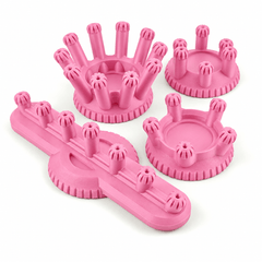 Four light pink PLA sub assembly jigs for miniature painting handles